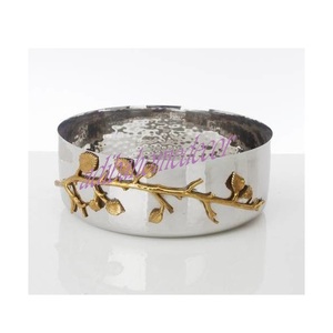 Tazón de Color plateado con mango de hoja, tazón de inmersión de latón de Metal hecho a mano, acabado de Color dorado para Decoración de mesa de frutas, restaurante - Product Image 1