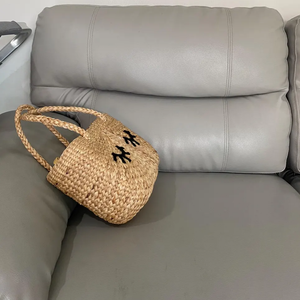 Natural Straw Mini Clutch <b>Bag</b> for Kids Handmade Woven Zipper <b>Bag</b> Cute Eyelash Style - Product Image 2