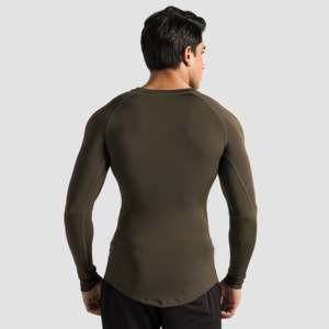 GA Slim Fit Long Sleeves Compression <b>Top</b> Olive Knitted Fabric - Product Image 2