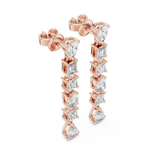 <b>14K</b> Rose <b>Gold</b> Princess Pear Oval Lab Grown Diamond Stud <b>Earrings</b> Women Wedding Bridal Fine Jewelry - Product Image 6