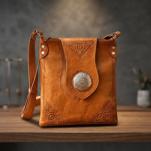 Women Genuine Leather Crossbody <b>Bag</b> Classic Style Embossed Pattern Zipper Closure Soft Handle Durable Design - Product Image 3