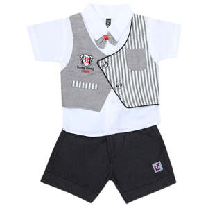Newborn <b>Boys</b> <b>Suits</b> 2Pcs - <b>Grey</b> - Product Image 1