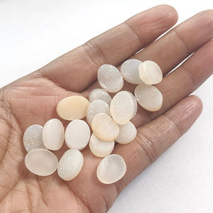 17 piezas de blanco druzy 14x10mm cabujón ovalado 83,05 CTS lote Iroc ventas alta calidad calibrado piedras preciosas sueltas cabina plana US $66 - Product Image 6