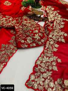 Nouveau Designer Georgette Saree avec Rangoli Soie Entièrement Cousu Taille Libre Blouse et Multi Couleur Disponible pour Wedding Wear Sari - Product Image 6