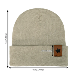 Gorro supersuave de algodón acrílico con etiqueta de estrella, turbante de punto sólido para Otoño e Invierno para niños y niñas, personalizable al por mayor - Product Image 4