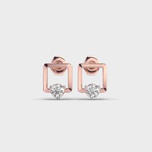 Pendientes de Diamantes Geométricos Cuadrados Cultivados en Laboratorio para Mujer, Joyería Personalizada en Oro Blanco/Rosa/Amarillo de 18K - Product Image 1