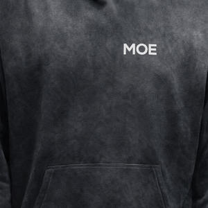 Sweat à capuche surdimensionné en molleton de coton noir vintage avec logo personnalisé pour homme, épaules tombantes, pull streetwear, vente en gros OEM - Product Image 4