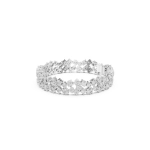 Bracelet de mariage de luxe en argent sterling 925 avec trois rangs de moissanite taille brillant ronde 14,45 TCW – Bijoux fins pour mariée - Product Image 3