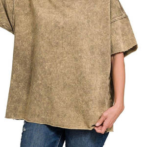 Premium Slim Custom Vintage Acid Wash Camiseta 100% Algodón de alta calidad Unisex O-cuello Tejido de punto de peso pesado Transpirable - Product Image 5