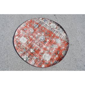 <b>Traditional</b> Red Beige Wool <b>Rug</b> 3.9 X 3.9 ft Vintage Turkish Large Area Patchwork Pattern for Living Room Hallway Decor for Teens - Product Image 4