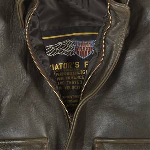 แจ็กเก็ตหนังสำหรับผู้ชายเสื้อแจ็กเก็ตหนังลายปักและปลอกคอขนสัตว์ที่ถอดออกได้เหมาะสำหรับนักบินและผู้ที่ชื่นชอบ - Product Image 2