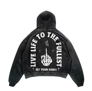 Sweats à capuche avec logo personnalisé 350GSM Sweat à capuche unisexe de haute qualité anti-rétrécissement poids lourd oversize sans ficelle en coton polaire Sweats à capuche pour hommes - Product Image 4