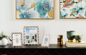 Precio de Venta caliente Marco de fotos de metal y vidrio Acabado dorado Borde de latón Marco DE FOTOS Mesa Decoración para el hogar Marco de vidrio - Product Image 3