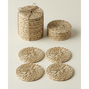 Sous-verre en rotin artisanal rustique antidérapant de 4 pouces, finition naturelle, artisanat indien, protection de table pour la maison, les mariages et les banquets - Product Image 1