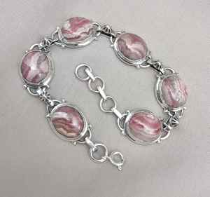 Rhodochrosite 925 <b>Sterling</b> <b>Silver</b> Bracelet Handmade Gemstone For Women Artisan Boho Ethnic Jewelry Fashion - Product Image 2