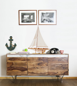 XLARGE, modelo de yate de trébol de madera hecho a mano, muestra de artesanía decorativa Náutica de cedro disponible para regalo - Product Image 6