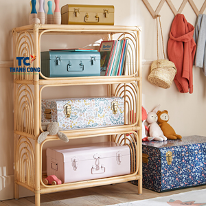 Étagère à livres en rotin en gros, étagère de rangement pour chambre d'enfant faite à la main, étagère d'exposition en osier naturel pour la décoration de la chambre d'enfant - Product Image 3