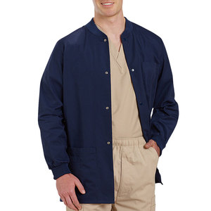 Veste de travail zippée pour homme avec tissu extensible en spandex, séchage rapide et respirant, personnalisable pour les médecins et les infirmières - Product Image 3