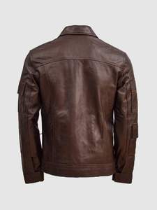 Chaqueta de Cuero Clásica, Forro de Seda Acolchado Resistente al Viento, Chaqueta de Invierno de Cuero Estilo Motociclista para Hombre - Product Image 5