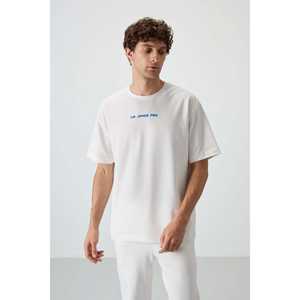 <b>Men's</b> Printed T-<b>Shirt</b>-88364 Oversized Fit Thick Textured Off-<b>White</b> Cotton 100% Jersey Fabric - Product Image 6