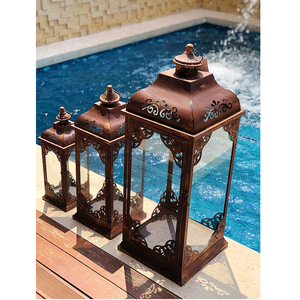 Top Seller Classical Stylish Stainless Steel <b>Lantern</b> Wedding Candle <b>Lantern</b> Indoor & Outdoor Gardens Home Decoration Black Color - Product Image 5