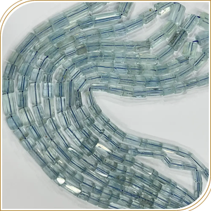 Cuentas de Aguamarina Azul Natural en Forma de Tubo Facetado, Tamaño de las Cuentas 6-8 mm de Largo, Hilo de Aproximadamente 14 Pulgadas, Compre Cuentas de Aguamarina - Product Image 4