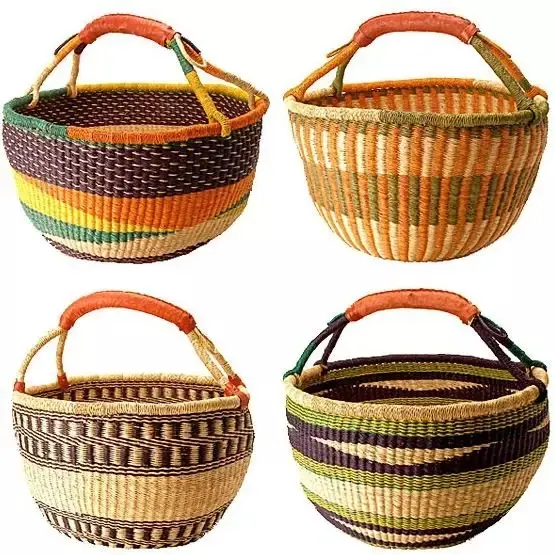 Mixed Color Hot sale seagrass bolga basket,laundry seagrass basket handmade craft from Vietnam