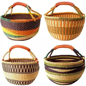 混色热卖海草bolga篮，洗衣海草篮手工制作工艺从越南