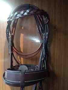 Bride à mors en cuir de qualité supérieure Demi-muserolle Confortable Durable Parfait pour l'entraînement d'équitation et l'équipement équestre - Product Image 3