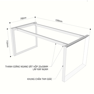 ขาเหล็กสามเหลี่ยมแบบหนาพิเศษสำหรับโต๊ะกาแฟสไตล์อินดัสเทรียลขนาด 160x80 ซม. รุ่น Trian II Concept HCTG011 สำหรับโรงพยาบาล - Product Image 3