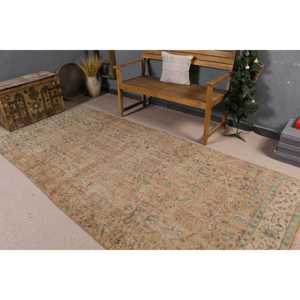 4.7x9.9 ft Rug, Turkish Vintage Rug, <b>Brown</b> <b>Wool</b> Rug - Product Image 2