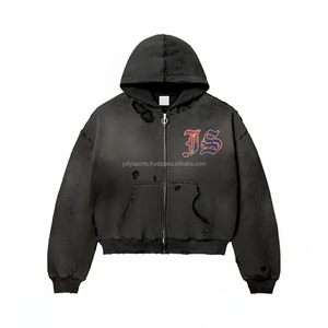 Sweat à capuche à fermeture éclair en polaire lourde épais hiver chaud 450gsm coton mélange de polyester doux brossé à l'intérieur sweats à capuche de base imprimés de logo personnalisé - Product Image 1