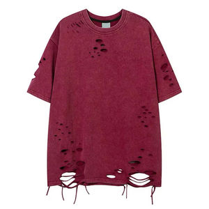 T-shirts personnalisés pour hommes, style streetwear, effet usé, 100% coton, légers, séchage rapide, respirants, écologiques, logo personnalisé - Product Image 5