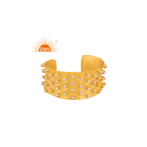 Último diseño hecho a mano 18K chapado en oro perla piedra preciosa brazalete Demi joyería fina fabricante - Product Image 1