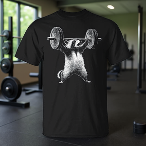 T-shirt Promozionale Deadlift Raccoon Gym per Allenamento con Pesi - Abbigliamento Fitness - Product Image 3