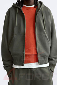 Sweat à capuche court ample pour homme, streetwear urbain, en molleton de coton 400 GSM, coupe décontractée, mode décontractée, fermeture éclair, OEM, marque privée - Product Image 5