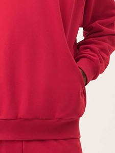 Venta al por mayor de gran tamaño de color rojo en blanco pulóver sudaderas con capucha para los hombres de ajuste cómodo y relajado Casual cálido sudaderas con capucha de los hombres para la ropa de invierno - Product Image 5