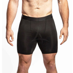 Lightweight Solid Casual Mid Waist Quick Dry Spandex/Polyester <b>Men</b> <b>Compression</b> <b>Shorts</b> Comfortable Elastic Waist - Product Image 2