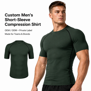 Camiseta de Compresión de Manga Corta Personalizada para Hombre, Secado Rápido, para Gimnasio y Entrenamiento, Capa Base, Marca Privada OEM - Product Image 6