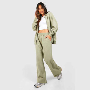 Ensemble de survêtement à capuche pour femme sur mesure, deux pièces, hiver, 100% coton, léger, pantalon de jogging à taille élastique avec strass - Product Image 5