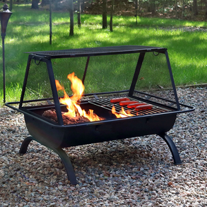 Barbecue au charbon de bois moderne pour camping en plein air, table brasero en acier, housse de protection pour barbecue, chauffage de patio à bois, fournitures de jardin galvanisées - Product Image 1