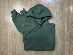 Sweat à capuche pour homme taille XS Green Block 100% coton polaire français fermeture éclair complète style hiver avec logo brodé - Product Image 3