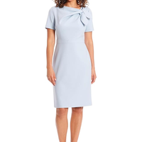 Robe fourreau polie pour femmes avec nœud robe de travail carrière bureau bureau tendance col en v femmes taille incurvée couture crêpe
