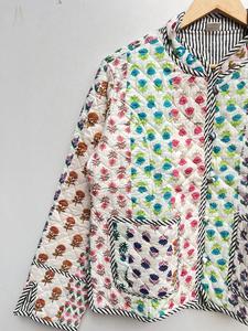 Nueva llegada Unisex Burfi acolchado algodón Patchwork chaqueta indio hecho a mano ganchillo abrigo de invierno botón decoración otoño calentado - Product Image 2