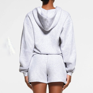 แจ็กเก็ตเอวลอยมีฮู้ดน้ำหนักเบามีเชือกรูดสำหรับผู้หญิงฤดูหนาวพิมพ์ลายสีพื้นผ้าฝ้าย100% แขนยาว - Product Image 6