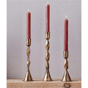 Ensemble de bougeoirs coniques en laiton martelé de luxe, style nordique, support de bougeoir en métal géométrique pour table à manger, décoration de Noël, mariage - Product Image 2