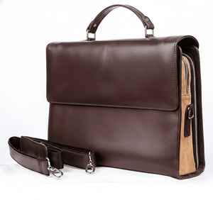 Bolso Mensajero para Portátil de Cuero Genuino Marrón Chocolate, Bolso Bandolera Vintage, Ligero, con Cierre de Cremallera, para Oficina y Trabajo - Product Image 3