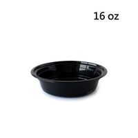 Boîte à lunch ronde en PP noir jetable et légère TC-1616, 16 oz, avec couvercle en dôme pour une utilisation pratique