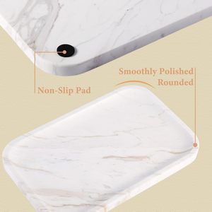 Plateau de vanité classique à un niveau en marbre blanc pour bijoux et vaisselle, organisateur multifonction portable pour salle de bain et bureau - Product Image 5