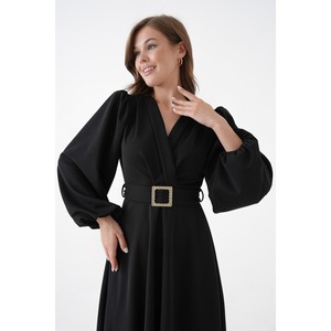 Robe midi à col croisé avec détail ceinture - Product Image 1